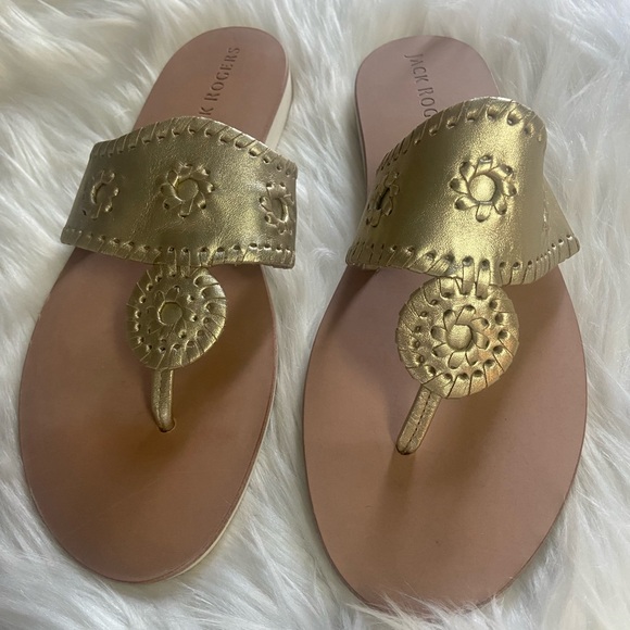 Jack Rogers Sz 9.5 Metallic Gold Women's Sandals - Picture 1 of 5